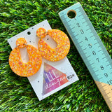 Resin Earrings - Orange Multi Glitter Double Time Dangles!