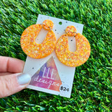 Resin Earrings - Orange Multi Glitter Double Time Dangles!