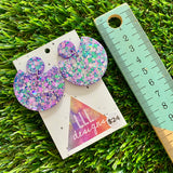 Resin Earrings - Purple Multi Glitter Crescent Dangles!
