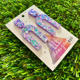 Resin Earrings - Purple Multi Glitter Open Arched Dangles!
