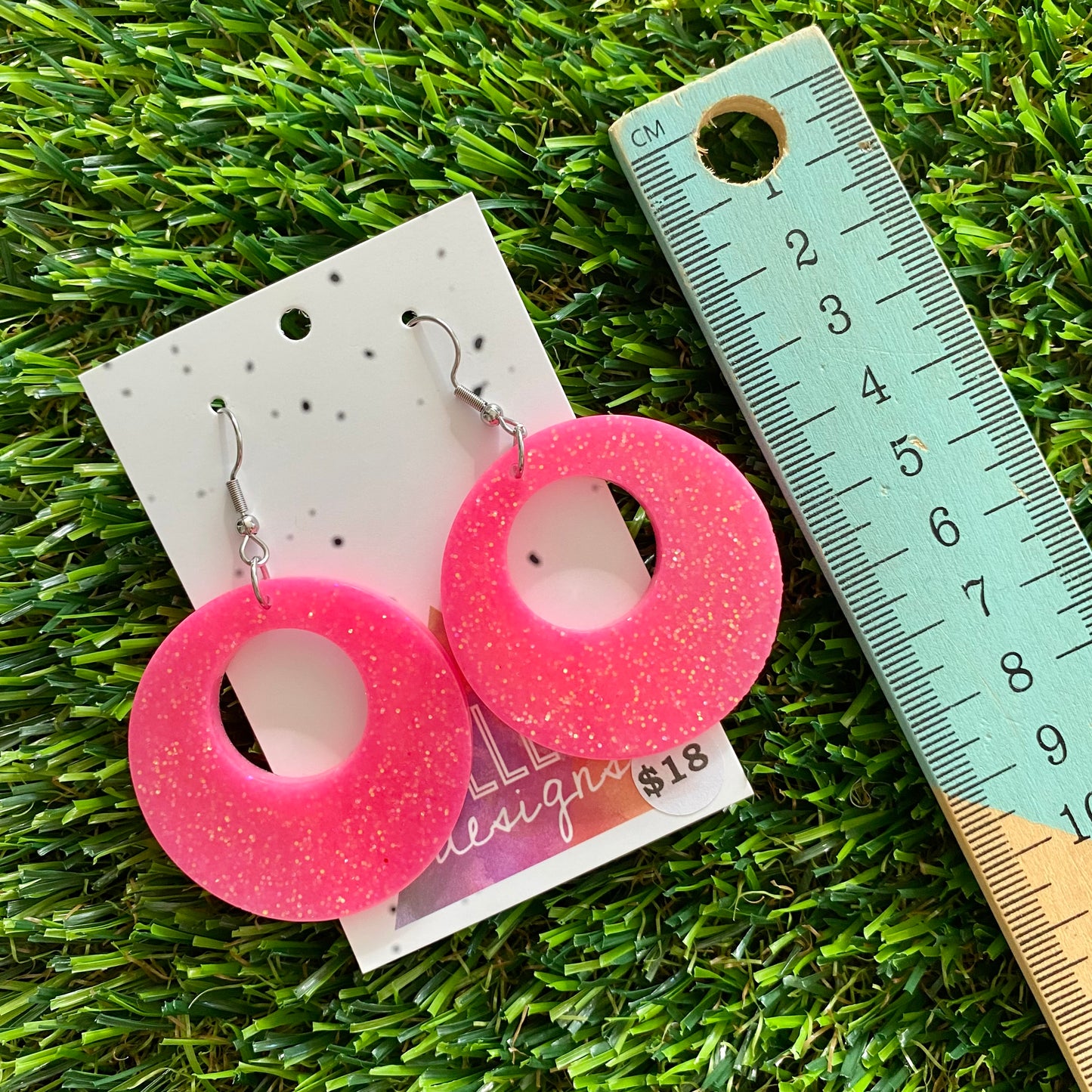 ON SALE!!!! Resin Earrings - Neon Pink Retro Vibes Featuring a Hook Top!