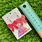 Resin Earrings - Glitter Red Bows Featuring a Hook Top!