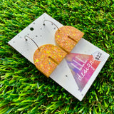 Resin Earrings - Gold Multi Glitter Chunky Arches Featuring Silver Hoops!