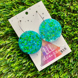 Resin Earrings - Chunky Glitter Globe Featuring Silver Hoops!