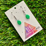 Resin Earrings - Green Gumdrop Featuring a Hook Top!