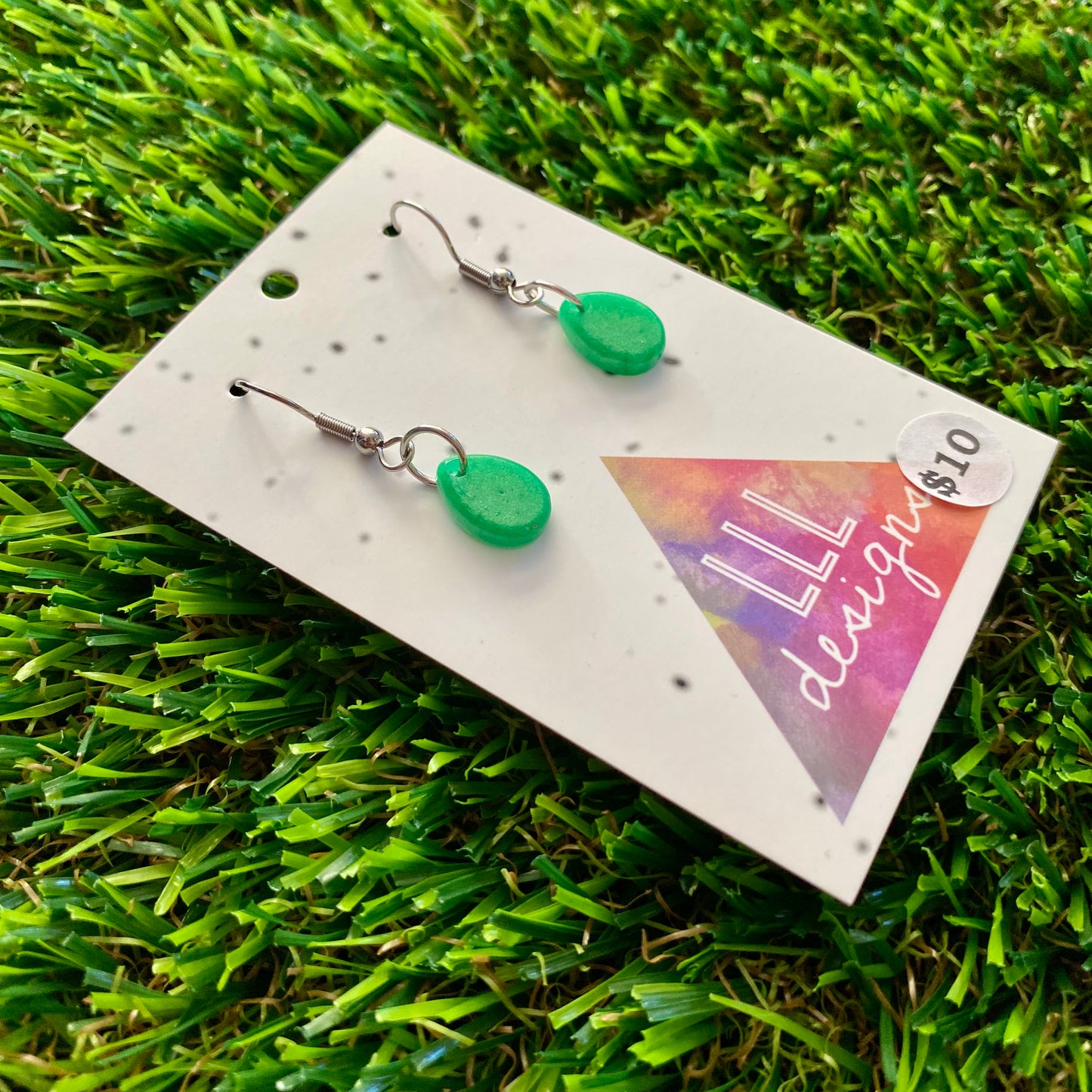 ON SALE!!!! Resin Earrings - Green Gumdrop Featuring a Hook Top!