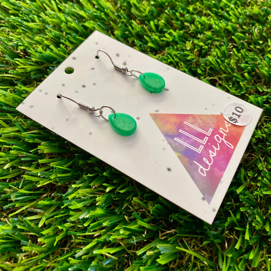 ON SALE!!!! Resin Earrings - Green Gumdrop Featuring a Hook Top!