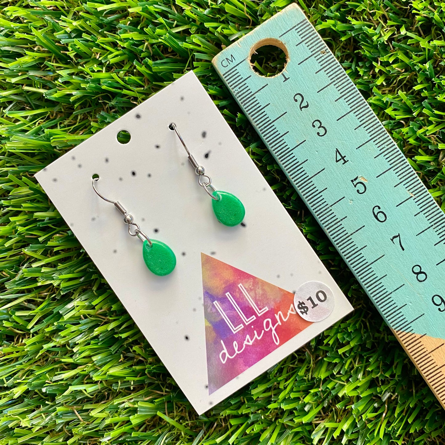 ON SALE!!!! Resin Earrings - Green Gumdrop Featuring a Hook Top!