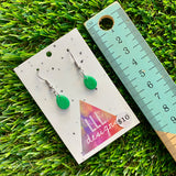 Resin Earrings - Green Gumdrop Featuring a Hook Top!