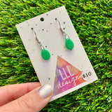 Resin Earrings - Green Gumdrop Featuring a Hook Top!