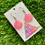 Resin Earrings - Pink Glitter Shell Dangles Featuring a Hook Top!