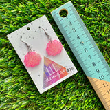 Resin Earrings - Pink Glitter Shell Dangles Featuring a Hook Top!
