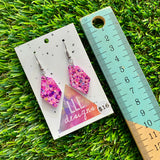 Resin Earrings - Pink Multi Glitter Abstract Dangles Featuring a Hook Top!