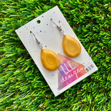 Resin Earrings - Gold Gem Style Teardrop Dangles Featuring a Hook Top!