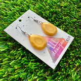 Resin Earrings - Gold Gem Style Teardrop Dangles Featuring a Hook Top!