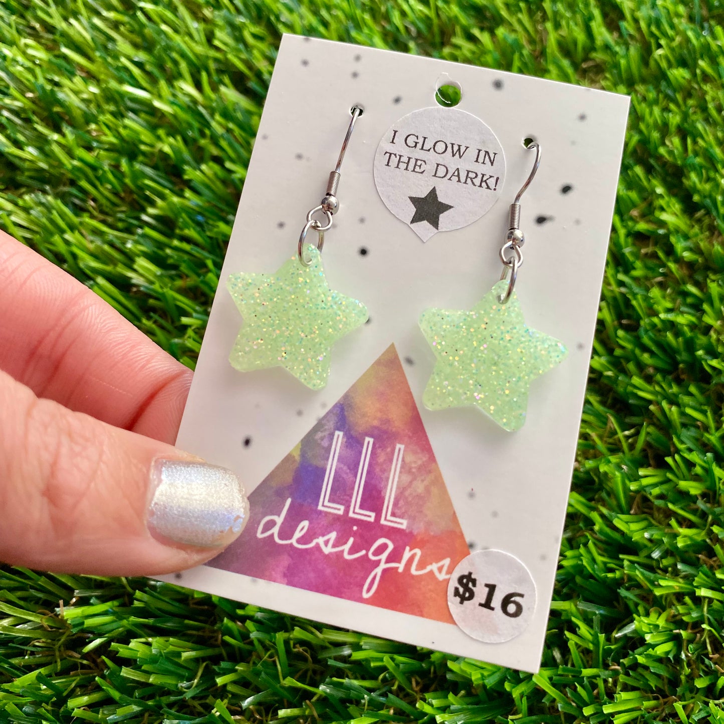 ON SALE!!!! Resin Earrings - Glow Stars Featuring a Hook Top!