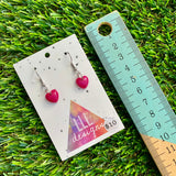 Resin Earrings - Pink Dainty Hearts Featuring a Hook Top!
