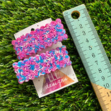 Handmade Resin Hair Clip - Pink Sprinkle Rectangular Scalloped Hair Clip Pair!
