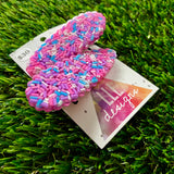 Handmade Resin Hair Clip - Pink Sprinkle Scalloped Hair Clip Pair!
