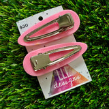 Handmade Resin Hair Clip - Pink Duel Layered Rainbow Heart Confetti Hair Clip Pair!