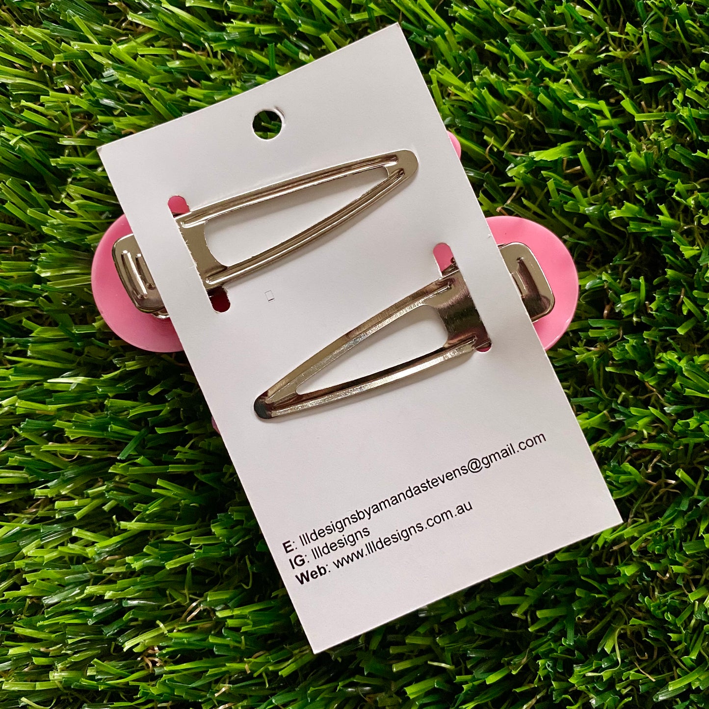 Handmade Resin Hair Clip - Pink Duel Layered Rainbow Heart Confetti Hair Clip Pair!