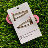 Handmade Resin Hair Clip - Pink Duel Layered Rainbow Heart Confetti Hair Clip Pair!