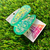 Handmade Resin Hair Clip - Green Duel Layered Glow In Dark Moon Confetti Hair Clip Pair!