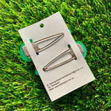 Handmade Resin Hair Clip - Green Duel Layered Glow In Dark Moon Confetti Hair Clip Pair!