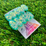 Handmade Resin Hair Clip - Green Duel Layered Glow In Dark Butterfly Confetti Hair Clip Pair!