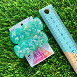 Handmade Resin Hair Clip - Green Duel Layered Glow In Dark Butterfly Confetti Hair Clip Pair!