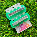 Handmade Resin Hair Clip - Green Duel Layered Glow In Dark Butterfly Confetti Hair Clip Pair!