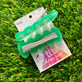 Handmade Resin Hair Clip - Green Duel Layered Glow In Dark Butterfly Confetti Hair Clip Pair!