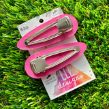 Handmade Resin Hair Clip - Pink Duel Layered Glow In Dark Glitter Confetti Hair Clip Pair!