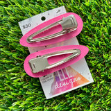 Handmade Resin Hair Clip - Pink Duel Layered Glow In Dark Star Confetti Hair Clip Pair!