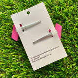 Handmade Resin Hair Clip - Pink Duel Layered Rainbow Circle Confetti Zig Zag Hair Clip Pair!