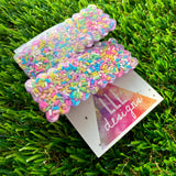 Handmade Resin Hair Clip - Lavender Duel Layered Rectangular Rainbow Sprinkle Hair Clip Pair!