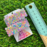 Handmade Resin Hair Clip - Lavender Duel Layered Rectangular Rainbow Sprinkle Hair Clip Pair!