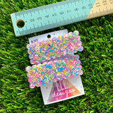 Handmade Resin Hair Clip - Lavender Duel Layered Rectangular Rainbow Sprinkle Hair Clip Pair!