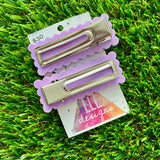 Handmade Resin Hair Clip - Lavender Duel Layered Rectangular Rainbow Sprinkle Hair Clip Pair!