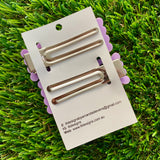 Handmade Resin Hair Clip - Lavender Duel Layered Rectangular Rainbow Sprinkle Hair Clip Pair!