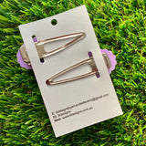 Handmade Resin Hair Clip - Lavender Duel Layered Scalloped Rainbow Sprinkle Hair Clip Pair!