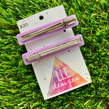 Handmade Resin Hair Clip - Lavender Duel Layered Rainbow Sprinkle Hair Clip Pair Featuring a Squared Edge!