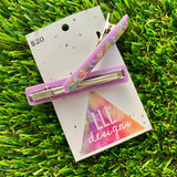 Handmade Resin Hair Clip - Lavender Duel Layered Rainbow Sprinkle Hair Clip Pair Featuring a Squared Edge!