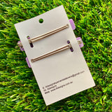 Handmade Resin Hair Clip - Lavender Duel Layered Rainbow Sprinkle Hair Clip Pair Featuring a Squared Edge!