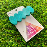 Handmade Resin Hair Clip - Teal Glitter Bubble Hair Clip!