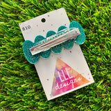 Handmade Resin Hair Clip - Teal Glitter Bubble Hair Clip!