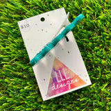 Handmade Resin Hair Clip - Teal Glitter Bubble Hair Clip!