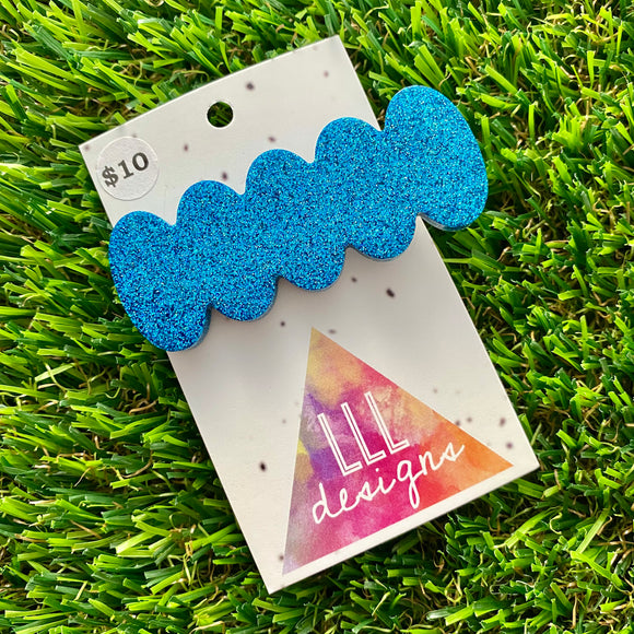 Handmade Resin Hair Clip - Blue Glitter Bubble Hair Clip!