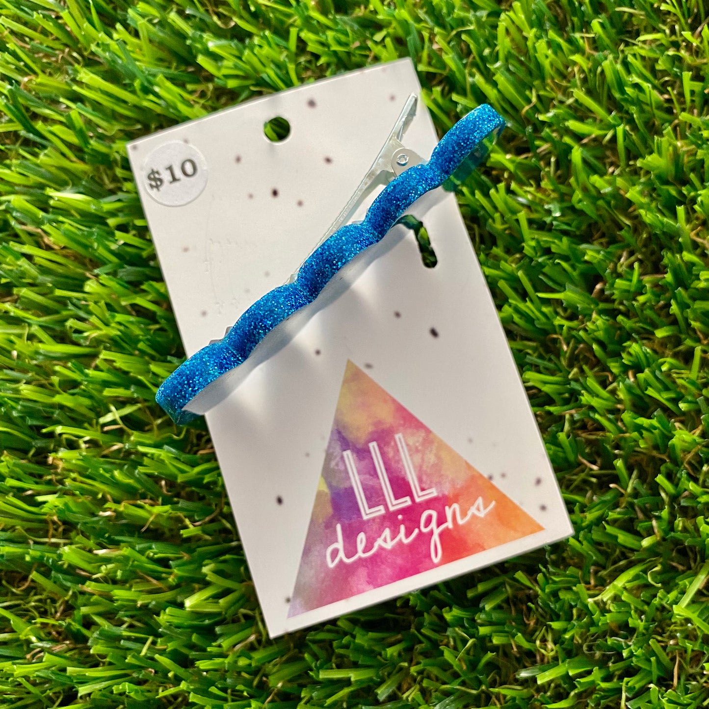 Handmade Resin Hair Clip - Blue Glitter Bubble Hair Clip!