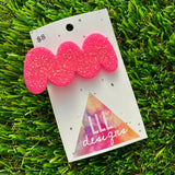 Handmade Resin Hair Clip - Neon Glitter Pink Bubble Squiggle Hair Clip!